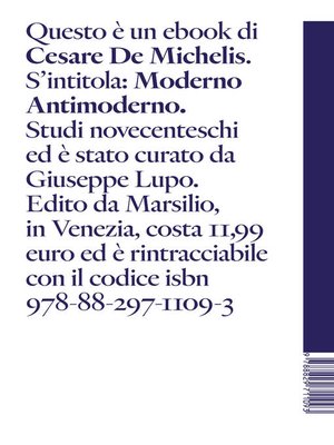 cover image of Moderno Antimoderno